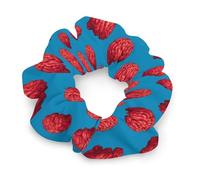 Red Brains Pattern Soft Satin Scrunchies Fashion Print Hair Ties Big Ponytail Holder Birthday Gift for Women