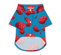 Red Brains Pattern Summer Hawaiian Dog Shirt Breathable Pet T-Shirts for Small Medium Large Dogs Cats
