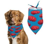 Red Brains Pattern Triangle Dog Bandana Adjustable Pet Bibs Summer Washable Scarf for Small Medium Large Pets