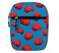 Red Brains Pattern Unisex Multi Purpose Mini Crossbody Bag Waterproof Small Shoulder Purse for Work Travel Shopping