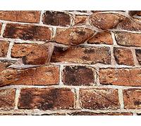 RED Brick Wall Print Designer Curtain Upholstery Cotton Fabric Material - 280cm Extra Wide (Sold by The Metre)