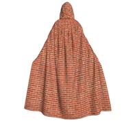 Red Brick Wall Texture Print Hooded Cloak Halloween Witch Cape Unisex