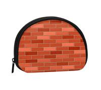 red Brick wall Texture Printed Small Coin Purse, Semicircular Coin Wallet with Zipper Portable Mini Coin Pouch, Kids Purse for Women Men