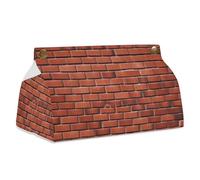 Red Brick Wall Tissue Box Cover Rectangle Modern PU Leather Tissue Holder Farmhouse Napkin Holders Decorative Tissues Box Holder for Bathroom Kitchen Office Bedroom Dresser