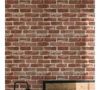 Red Brick Wallpaper,44.5 x 500 cm Brick Effect Wallpaper Self Adhesive Bricks Wall paper Stone Wall paper Peel and Stick Self Adhesive Furniture Wrap for Living Room,Bathroom,Kitchen,Drawer,Cabinets