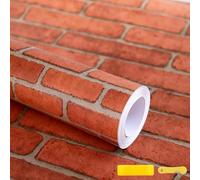 Red Brick Wallpaper, 45cmx600cm Real 3D Brick Effect Self-Adhesive, Waterproof Stick Paper, Peel and Stick Contact Paper Roll, Vintage Stone Brick Wall Paper for Home Decor, Living Rooms, Cafes