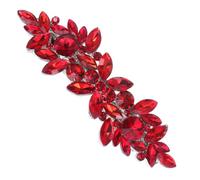 Red Bridal Rhinestone Hair Barrette with Metal and Plastic Frame
