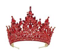 Red Bridal Tiara Crown For Women Rhinestone Wedding Headpiece Pageant Hair Accessories Bride Headband Red One size