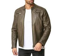 RED BRIDGE Men's Faux Leather Genuine Jacket Transition Biker Ribbed Fashion Cotton Coats