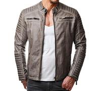 RED BRIDGE Men's Faux Leather Genuine Jacket Transition Biker Ribbed Fashion Cotton Coats
