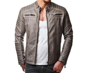 RED BRIDGE Men's Faux Leather Genuine Jacket Transition Biker Ribbed Fashion Cotton Coats