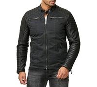RED BRIDGE Men's Jacket Slim-Fit Casual Faux Leather Cotton Biker Modern Coats