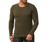 RED BRIDGE Mens Knit Pullover Round Collar Casual Basic Classic Ribbed Sweater Khaki