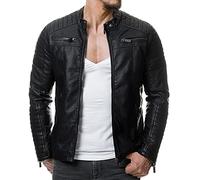 RED BRIDGE - Modern Real Leather, Cotton and Synthetic Leather Jacket for Men - Black