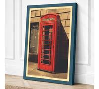 Red British Telephone Booth Canvas Wall Art Print 36x24 Inch (91 x 61 cm)