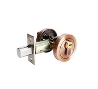 Red Bronze Deadbolt Lock, Single Cylinder Door Lock with Keys Zinc Alloy Invisible Door Lock Round Deadbolt for Front Entrance Door Passage Doors