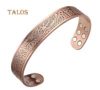 (red,bronze) Pure Copper Magnetic Bracelet Open Closure Cuff Bangle With 18 Healing Magnets Tree Of Life Design Vintage Jewelry Gift For Men Women