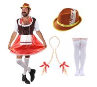 Red & Brown Bavarian Dress Stag Do Costume I Love Fancy Dress Multi Medium
