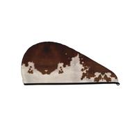 red brown cowhide Coral Velvet Dry Hair Cap for Women - Convenient for Home, Travel, and Pool Parties. Perfectly Thoughtful