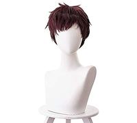 Red Brown Short Straight Cosplay Wig with Bangs Heat Resitant Synthetic Costume Hairs for Men Halloween Comic Con Cos Anime Party Replacement Wigs