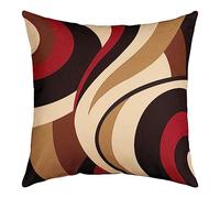 Red Brown Spiral Throw Pillow Covers Modern Simple Abstract Stripes Swirls Pillow Cases for Kids Teens Adults Simple Geometric Circles Decor Cushion Covers for Couch Office, 1 Pack 18"x18"