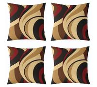 Red Brown Spiral Throw Pillow Covers Modern Simple Abstract Stripes Swirls Pillow Cases for Kids Teens Adults Simple Geometric Circles Decor Cushion Covers for Couch Office 16x16 Inch Set of 4