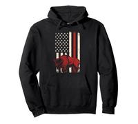 Red Buffalo on Distressed American Flag Pullover Hoodie