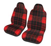 Red Buffalo Plaid 2 Pcs Car Seat Cover Sets Vintage Universal Fit Front Seat Protectors for Most Cars and SUVs, Easy Install