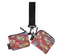 Red Buffalo Plaid Tartan Scotland Wildland Wildland Ladies Wallet, Thin Detachable Wallet with Wrist Strap, for Women Men, Pack of 2, Multicolour,Multi-Colour., 4.13"(L) x, Multicoloured., 4.13"(L) x