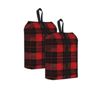 Red Buffalo Plaid Travel Shoe Bag 2Pcs Vintage Water Resistant Shoe Organiser with Zipper Handle, Lightweight Pouch for Suitcase & Gym, Folds Flat for Packing