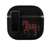 Red Buffalo Plaid Uni-corn-horse Cute Case PC Earbud Cases Protective Cover Compatible for AirPods 4