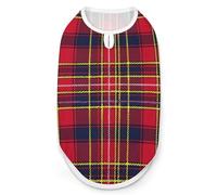 Red Buffalo Scottish Tartan Plaid Checkered Dog Shirt Pet Clothes Summer T-Shirts Sleeveless Tank Top for Small Puppy Cat