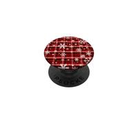 Red Buffalo Tartan Plaid Snowflake Christmas Winter Pattern PopSockets Adhesive PopGrip