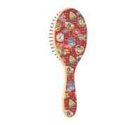 Red Buffalo Wood Hair Brushes, Scottish Tartan, Scottish Animal World, Natural Hair Brush, Wooden Hair Brushes for Women, Wooden News Brush