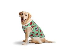 Red Bugs On A Blue Background Casual Stretch Pet Vest T-Shirts, Comfort Cotton Dog Sweatshirt Sweater Vest For Large Dogs (3xl-5xl)