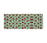 Red Bugs On A Blue Background Gaming Desk Mat, Wide Surface Desk Pad for Keyboard, Mouse and Improved Gaming Stability