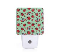 Red Bugs On A Blue Background Plug in Led Night Light with Auto Dusk to Dawn Sensor, Wall Nightlights for Hallway, Kids Room, Bedroom