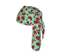 Red bugs On A Blue Background Print Skull Cap Moisture Wicking Bike Headwrap Lightweight Helmet Liner Adult Modern Hat 55-60 cm