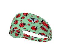 Red bugs On A Blue Background Printed Running Headband Women, Foldable Adjustable Width, Non Slip for Workout Washing and Spa