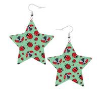 Red bugs On A Blue Background Statement Earrings for Women, Star Drop Earrings, Elegant Dangle Jewelry for Formal Gatherings