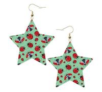 Red bugs On A Blue Background Statement Earrings for Women, Star Drop Earrings, Elegant Dangle Jewelry for Formal Gatherings