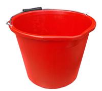 Red Builders Bucket 14 Litre - 3 Gallon Capacity Plastic Bucket with Built-In Spout with Metal Handle
