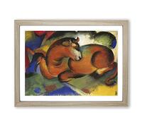 Red Bull By Franz Marc Classic Painting Framed Wall Art Print, Ready to Hang Picture for Living Room Bedroom Home Office Décor, Oak A2 (64 x 46 cm)