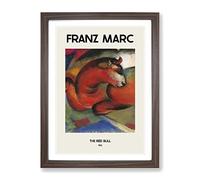 Red Bull By Franz Marc Exhibition Museum Painting Framed Wall Art Print, Ready to Hang Picture for Living Room Bedroom Home Office Décor, Walnut A3 (34 x 46 cm)
