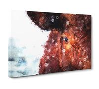 Red Bull Cow Canvas Print | Gallery Wrapped 30mm Frame Wall Art | 24x16 inches | Ready to Hang | Modern Animals Picture | Living Room Bedroom Lounge Office