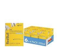 Red Bull Energy Drink Sugar Free Tropical Edition Tropical Fruits 250ml, 4 Pack (Pack of 6)