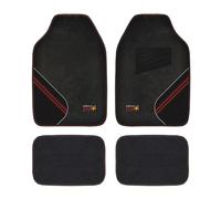Red Bull Racing Car Mats - 4pc Universal Fit Set, Wear-Resistant with Gripped Back, Reinforced Heel Pad & Red Stitching - Black & Red Design with ‘Go Faster’ Stripe - Suitable for Cars & SUVs