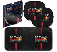 Red Bull Racing Car Sun Shade Set - Universal Fit, Includes Front Windshield & Rear Window Covers, Reflective Heat Shield with Oracle Red Bull Racing Logo & Power Bar Design, Keeps Car Cool