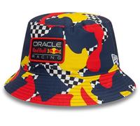 Red Bull Racing F1 Bucket Hat, New Era Abstract Camo Design, Navy Multi-Color (UK, Alpha, S, Night Sky)