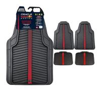 Red Bull Racing Heavy Duty Car Mats - 4pc Set, Universal Fit with Red Power Bar Graphic & Oracle Red Bull Racing Logo, Deep-Ridged, Wear-Resistant Rubber, Non-Slip Backing for Maximum Protection